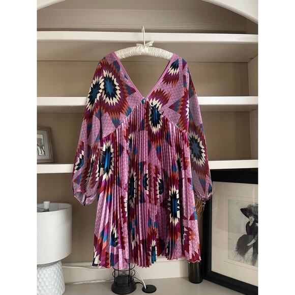 Vibrant Pink Patterned Mini Dress - Picture 8 of 11